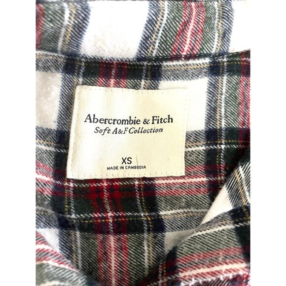 Abercrombie & Fitch Plaid Flannel Shirt XS Red Black - Picture 6 of 6